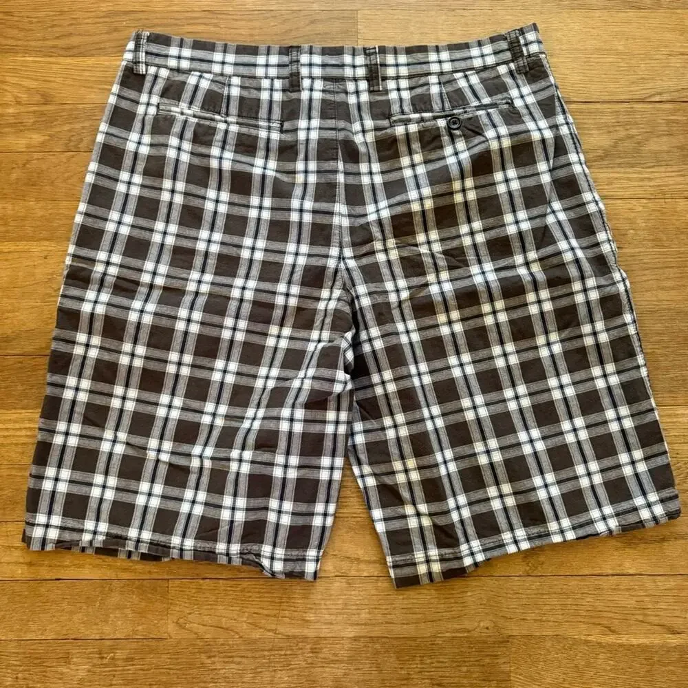Banana Republic brown white plaid casual golf shorts size 38  b27